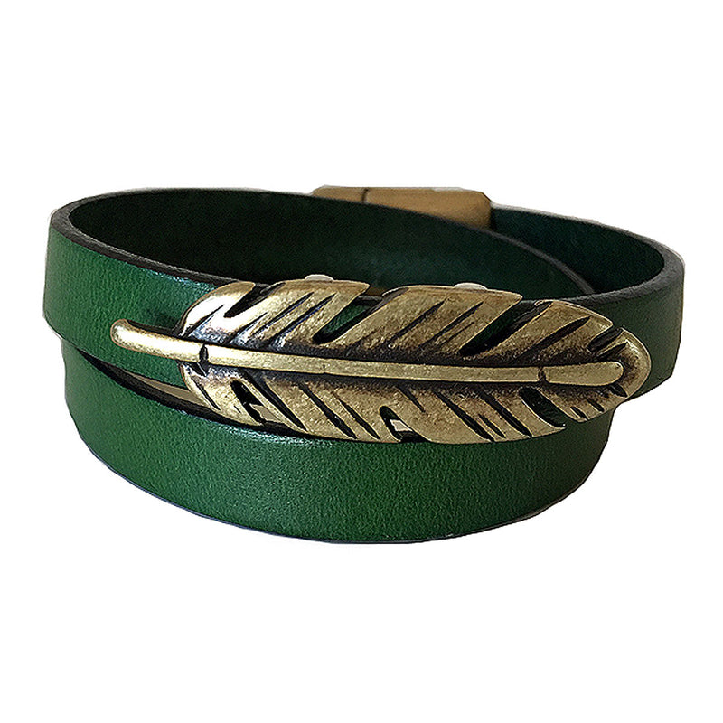 CHAK-WRAPS™ Feather Brass Leather Bracelet