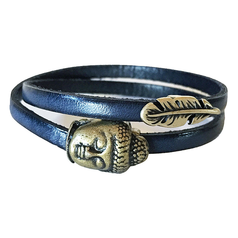 CHAK-WRAPS™ Buddha Feather Brass Leather Bracelet