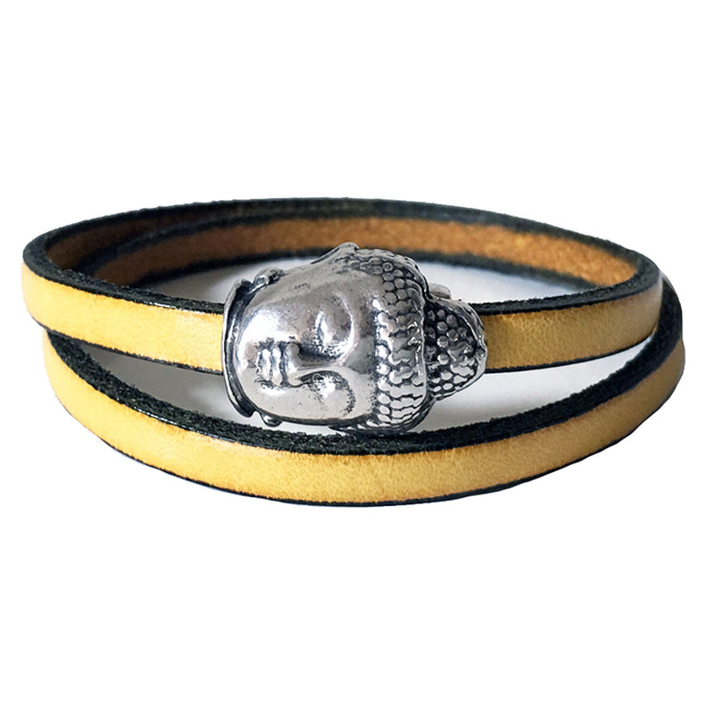 CHAK-WRAPS™ Buddha Infinity Silver Leather Bracelet