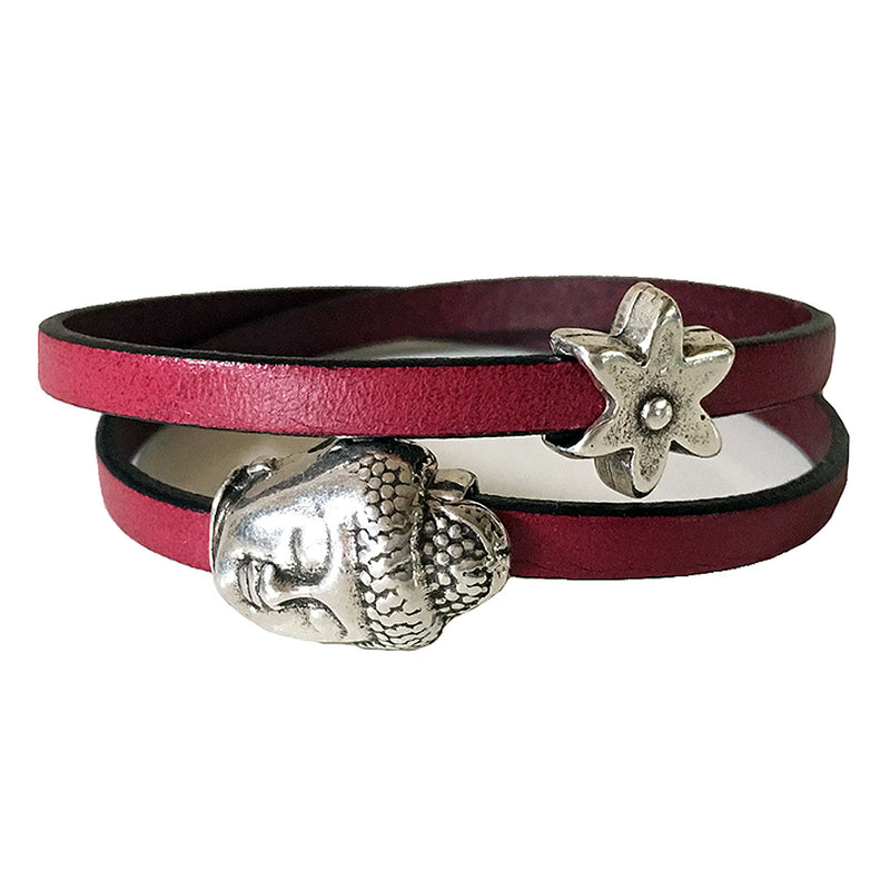 CHAK-WRAPS™ Buddha Star Silver Leather Bracelet