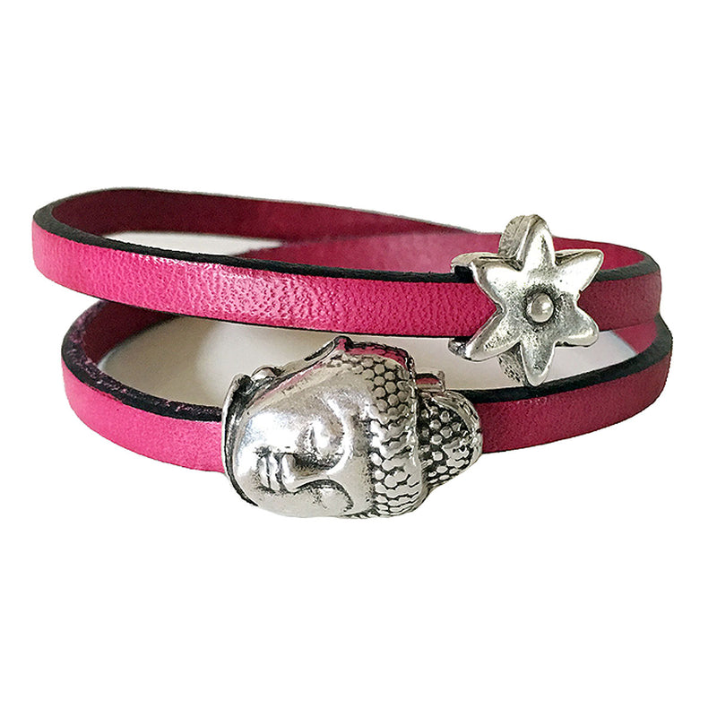 CHAK-WRAPS™ Buddha Star Silver Leather Bracelet