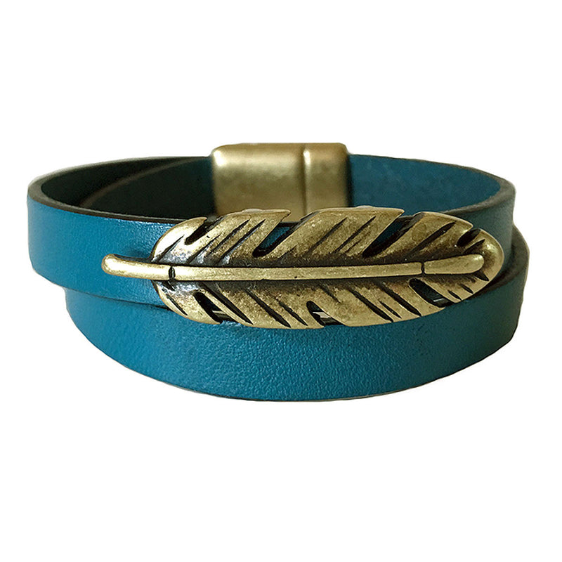 CHAK-WRAPS™ Feather Brass Leather Bracelet