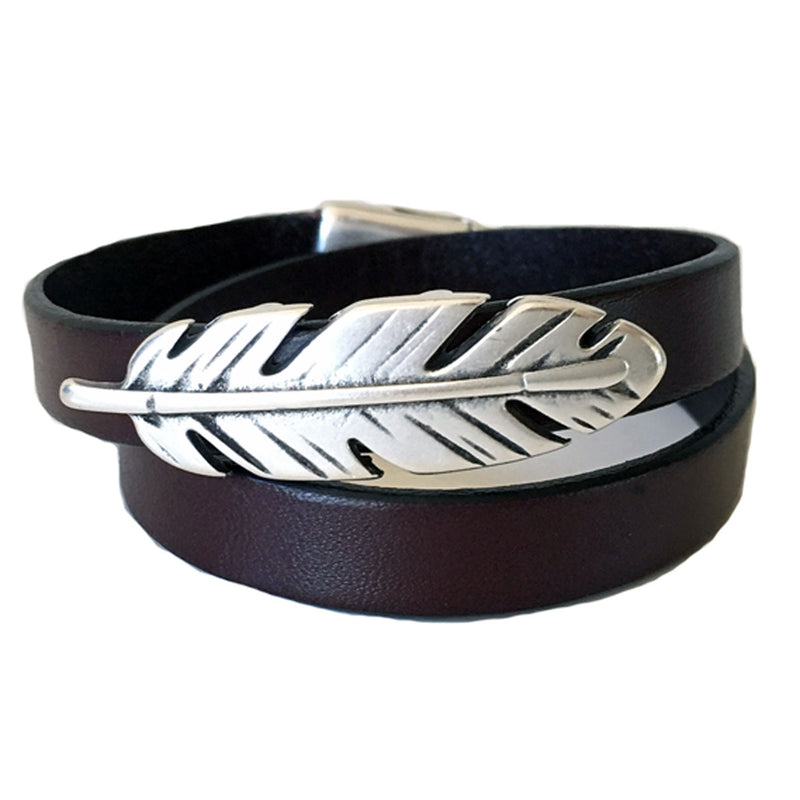 CHAK-WRAPS™ Feather Silver Leather Bracelet