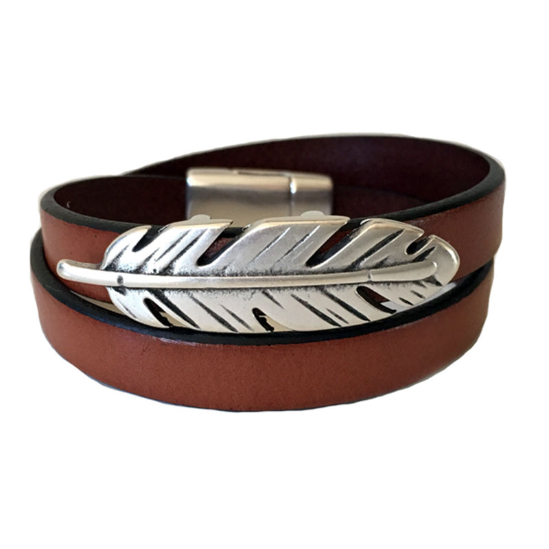CHAK-WRAPS™ Feather Silver Leather Bracelet