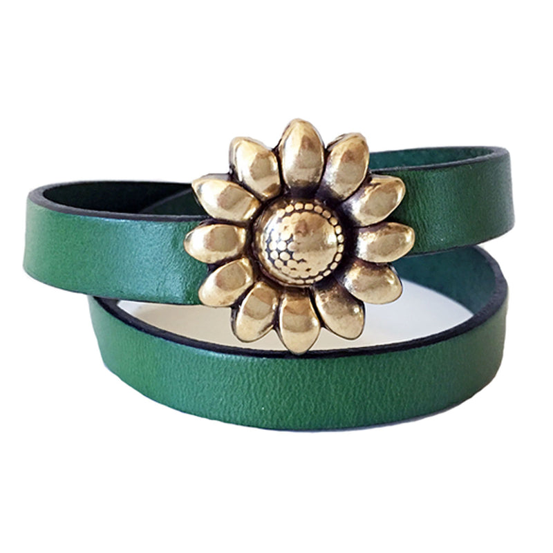 CHAK-WRAPS™ Sunflower Brass Leather Bracelet