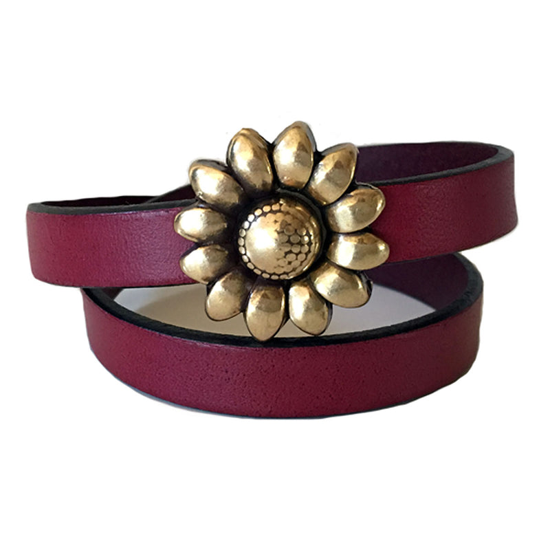 CHAK-WRAPS™ Sunflower Brass Leather Bracelet